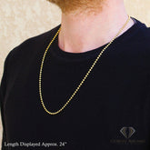 14K Yellow Gold 3mm Ball Bead Moon Cut Chain